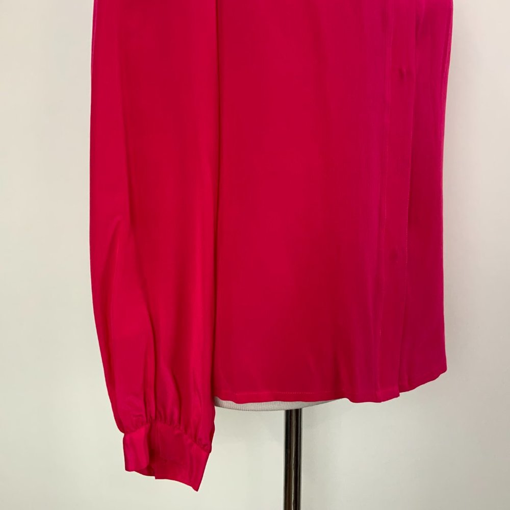 Rabble II 100% Silk Puff Long Sleeve Button Up Blouse Fuchsia/Hot Pink Medium - Picture 16 of 16